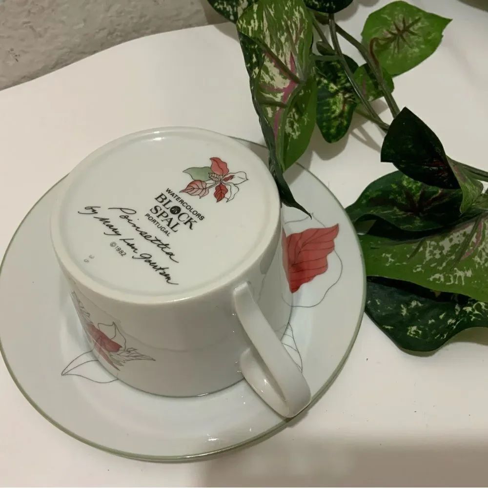 BlockβSpalΒ cup & saucer Plate Poinsettia Christmas Mary Lou GoertzenβB1